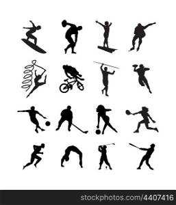 Sports. The people are engaged in different kinds of sports. A vector illustration.