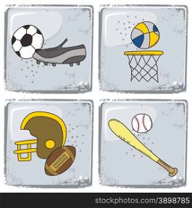 sports theme set graphic art vector illustration. sports theme