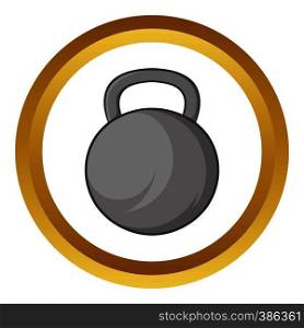 Sports weight vector icon in golden circle, cartoon style isolated on white background. Sports weight vector icon