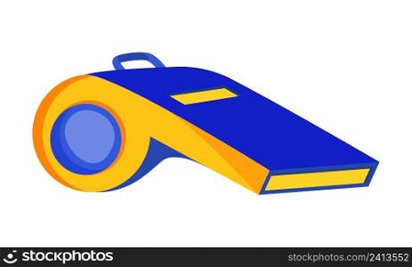 Sports whistle semi flat color vector object. Sporting equipment. Sports gear. Fitness tool. Full sized item on white. Simple cartoon style illustration for web graphic design and animation. Sports whistle semi flat color vector object