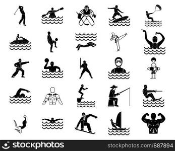 Sportsman icon set. Simple set of sportsman vector icons for web design isolated on white background. Sportsman icon set, simple style