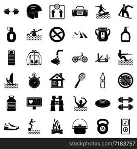 Sportsman icons set. Simple style of 36 sportsman vector icons for web isolated on white background. Sportsman icons set, simple style
