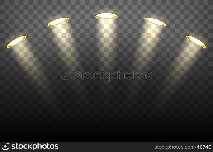 Spot lights on transparent background. Spot lights on transparent background. Illmination vector illustration