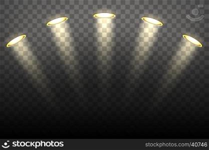 Spot lights on transparent background. Spot lights on transparent background. Illmination vector illustration