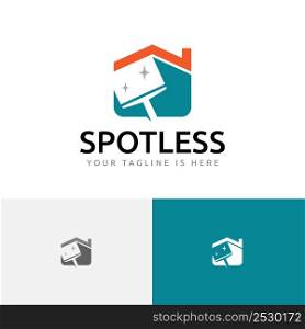 Spotless House Cleaner Wiper Cleaning Service Logo Template