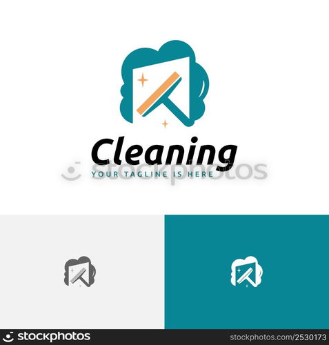 Spotless House Window Cleaner Cleaning Service Logo Template