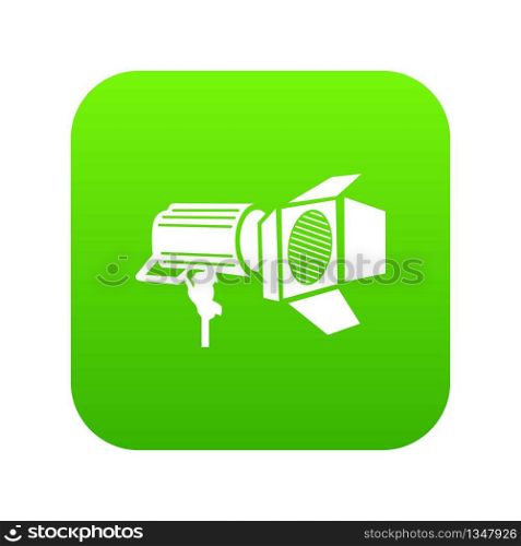 Spotlight icon green vector isolated on white background. Spotlight icon green vector