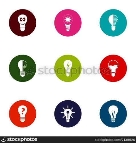 Spotlight icons set. Flat set of 9 spotlight vector icons for web isolated on white background. Spotlight icons set, flat style