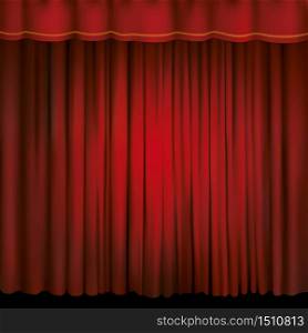 Spotlight on a red stage curtain. Vector illustration. Spotlight on a red stage curtain.