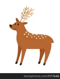 Spotted cartoon deer animal icon on white background, vector illustration. Spotted cartoon deer on white