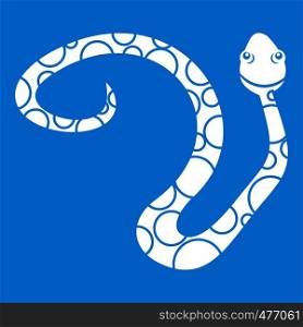 Spotted snake icon white isolated on blue background vector illustration. Spotted snake icon white