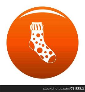 Spotted sock icon. Simple illustration of spotted sock vector icon for any design orange. Spotted sock icon vector orange