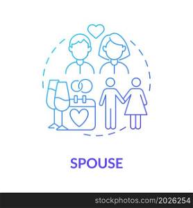 Spouse role blue gradient concept icon. Social participation in marriage. Couple in community engagement abstract idea thin line illustration. Vector isolated outline color drawing. Spouse role blue gradient concept icon