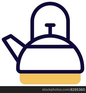 Spout-equipped handled teakettle for boiling liquids.