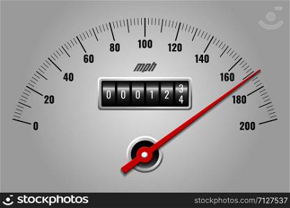Sppedometer dashboard with dometer miles counter. Vector illustration.