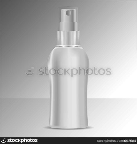 Spray bottle cosmetics mockup. Vector illustration. Blank template for your design. Dispenser spray lid package.. Spray bottle cosmetics mockup. Vector illustration