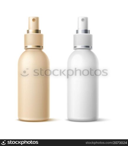 Spray bottle mockup. Realistic blank cosmetic package template isolated on white background. Spray bottle mockup. Realistic blank cosmetic package template