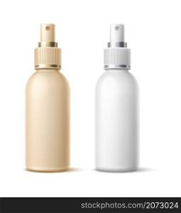 Spray bottle mockup. Realistic blank cosmetic package template isolated on white background. Spray bottle mockup. Realistic blank cosmetic package template