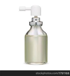 Spray bottle. Throat inhaler packaging blank. Realistic aerosol glass bottle, moisturizer liquid, atomizer flask. Inhalator medicine bottle. Spray bottle. Throat inhaler packaging blank, 3d