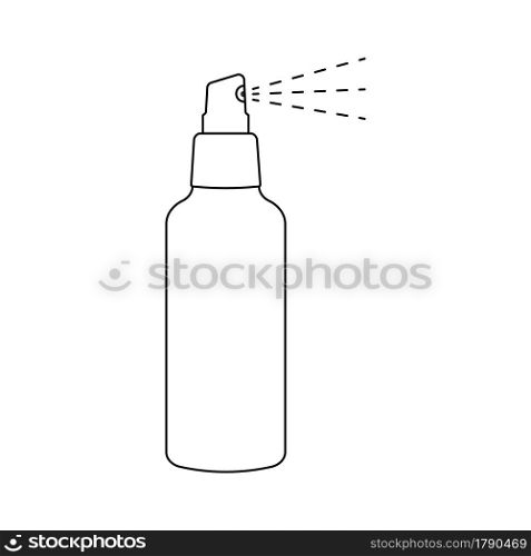 Spray outline icon. Aerosol cleaner, insect repellent, sunscreen lotion or hairspray bottle in linear style isolated on white background. Editable stroke. Vector illustration.. Spray outline icon. Aerosol cleaner, insect repellent or hairspray bottle in linear style isolated on white background. Editable stroke. Vector illustration