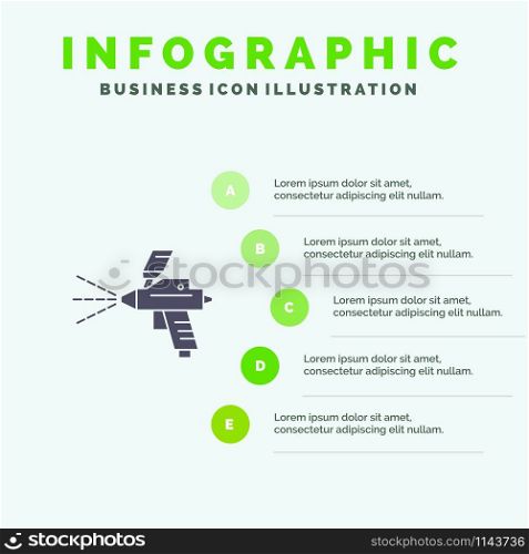 Spray, Paint, Gun, Construction Solid Icon Infographics 5 Steps Presentation Background