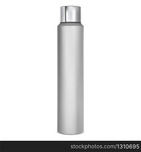 Spray tin mockup. Aluminium deodorant tube blank. Silver cylinder can for air freshener. Spray tin mockup. Aluminium deodorant tube blank