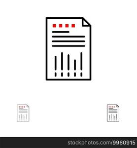 Spreadsheet, Business, Data, Financial, Graph, Paper, Report Bold and thin black line icon set