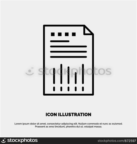 Spreadsheet, Business, Data, Financial, Graph, Paper, Report Line Icon Vector