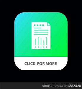 Spreadsheet, Business, Data, Financial, Graph, Paper, Report Mobile App Button. Android and IOS Glyph Version