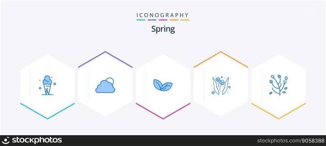 Spring 25 Blue icon pack including flower. anemone. growth. nature. flower