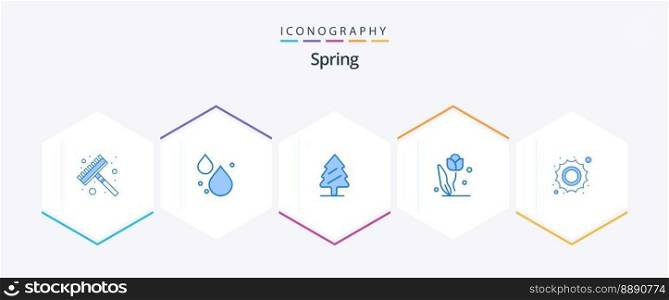 Spring 25 Blue icon pack including weather. sun. spring. rose. flower