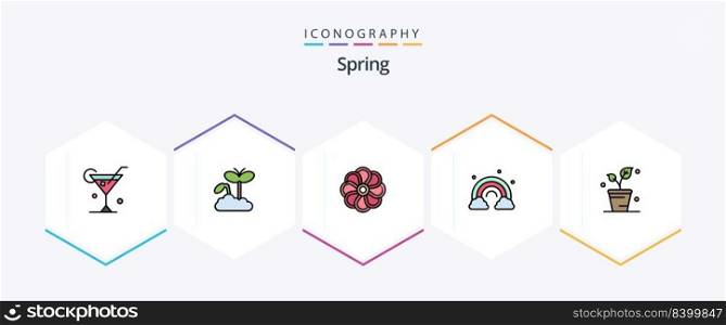 Spring 25 FilledLine icon pack including ecology. wave. flower. spring. nature