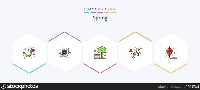 Spring 25 FilledLine icon pack including . kite. park. fly. garden