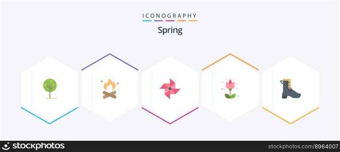Spring 25 Flat icon pack including activity. floral. hot. flora. windmill