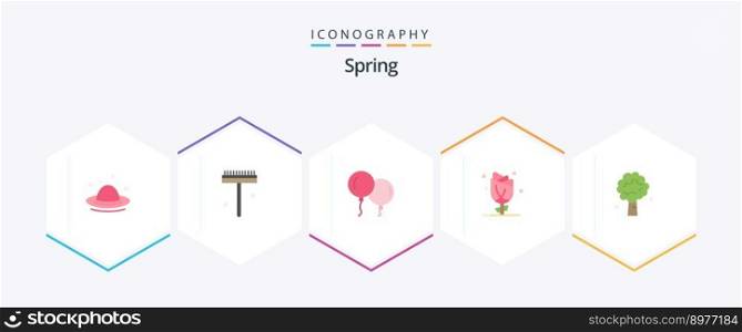 Spring 25 Flat icon pack including apple. rose. baloons. nature. floral