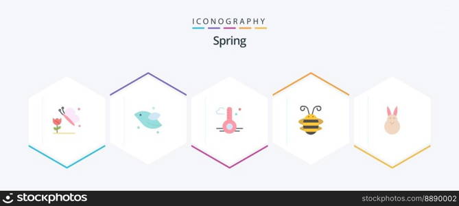 Spring 25 Flat icon pack including easter. ladybug. thermometer. ladybird. beetle