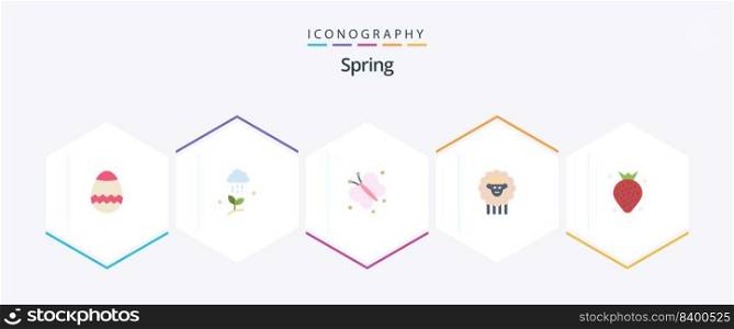 Spring 25 Flat icon pack including food. spring. butterfly. sheep. mutton