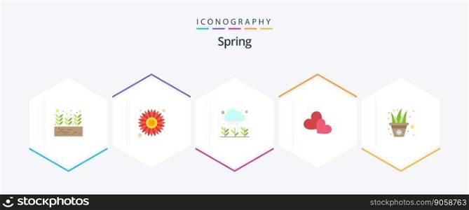 Spring 25 Flat icon pack including grass. flowers. growth. wedding. love