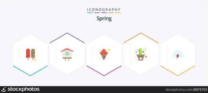 Spring 25 Flat icon pack including nature. power. cream. line. flower