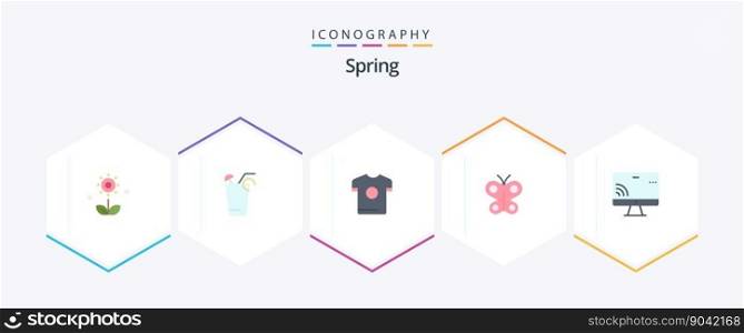Spring 25 Flat icon pack including screen. insect. spring. fly. spring