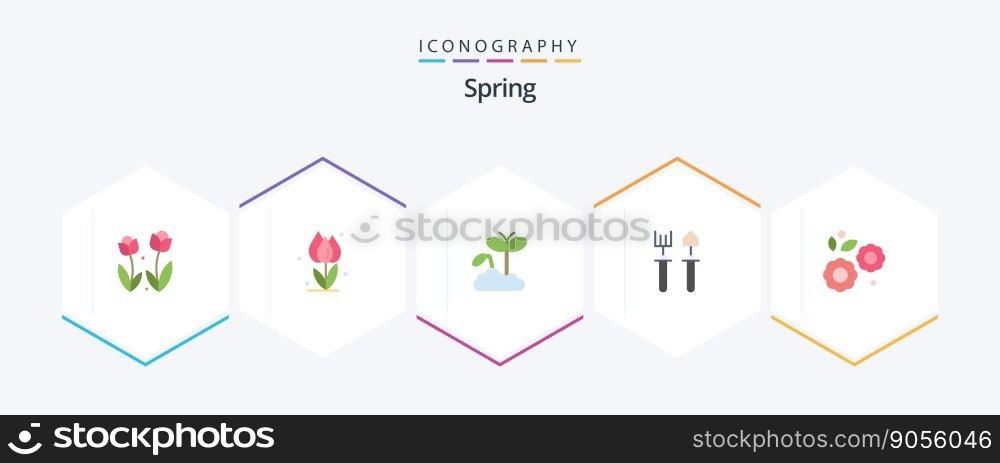 Spring 25 Flat icon pack including shovel. gardener. nature. garden. maturity