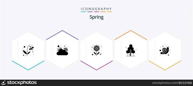 Spring 25 Glyph icon pack including animal. spring. farm. pine. sun