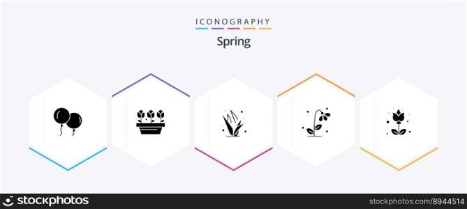 Spring 25 Glyph icon pack including flora. spring. grasses. nature. floral