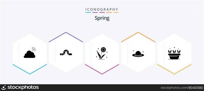 Spring 25 Glyph icon pack including spring. fashion. pauropoda. cap. nature
