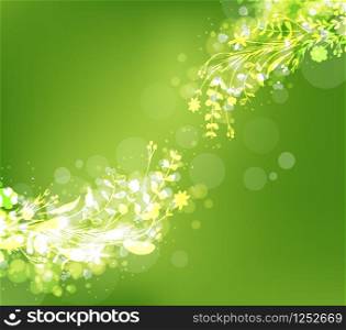 spring abstract with fresh green leaves