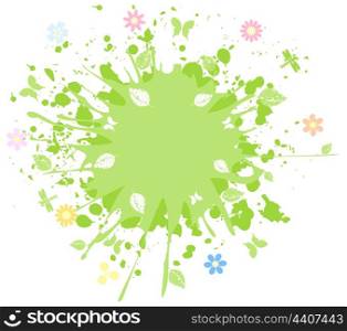 Spring abstraction. Abstract spring blot and butterflies. A vector illustration