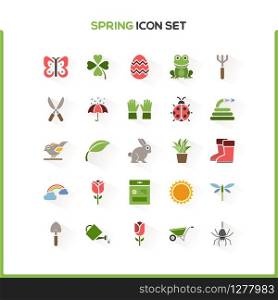 Spring and gardening. Glyph color icon set. Glyph vector illustration