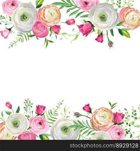 Spring and summer floral frame for decoration vector image