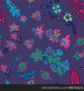 Spring and summer flowers in blossom, background or wallpaper. Textile or fabric design, floral blooming and flourishing. Seasonal design for botany card. Seamless pattern, vector in flat style. Floral seamless pattern, spring summer flowers