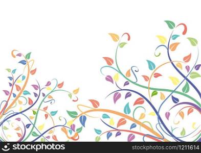 Spring background concept. Plants and foliage on white